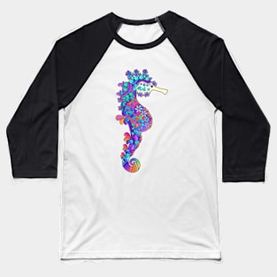 Colorful Hand drawn Sea Horse Baseball T-Shirt